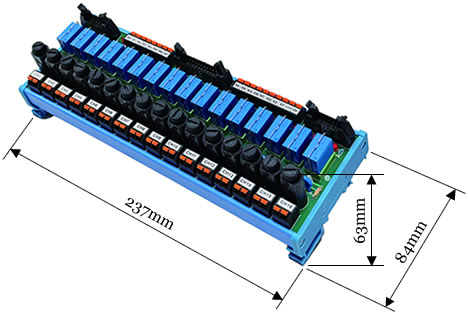 TBR-16F 繼電器端子台 尺寸圖