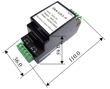 TXA-LO2 Line Driver to Open Collector 尺寸圖