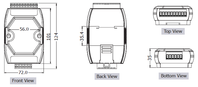 TXA-TL1~3 Open Collector to Line Driver 尺寸圖