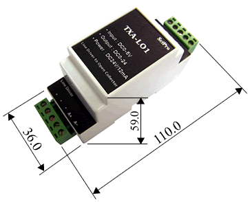 TXA-LO1 Line Driver to Open Collector 尺寸圖